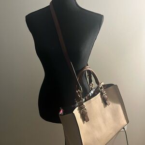 Calvin Klein Cream and Brown Tote Bag